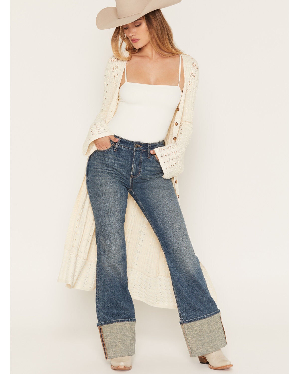 Cleo + Wolf Women's Duster Cardigan, Natural, hi-res