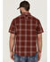 Brothers & Sons Men's Large Plaid Short Sleeve Button Down Western Performance Shirt , Red, hi-res