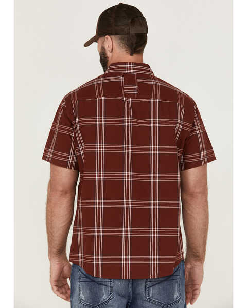 Brothers & Sons Men's Large Plaid Short Sleeve Button Down Western Performance Shirt , Red, hi-res