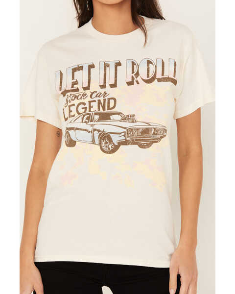 Image #3 - Youth in Revolt Women's Let It Roll Muscle Short Sleeve Graphic Tee, Off White, hi-res