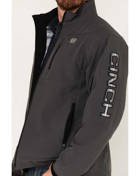 Image #3 - Cinch Men's Solid Logo Sleeve Zip-Front Softshell Jacket , Grey, hi-res