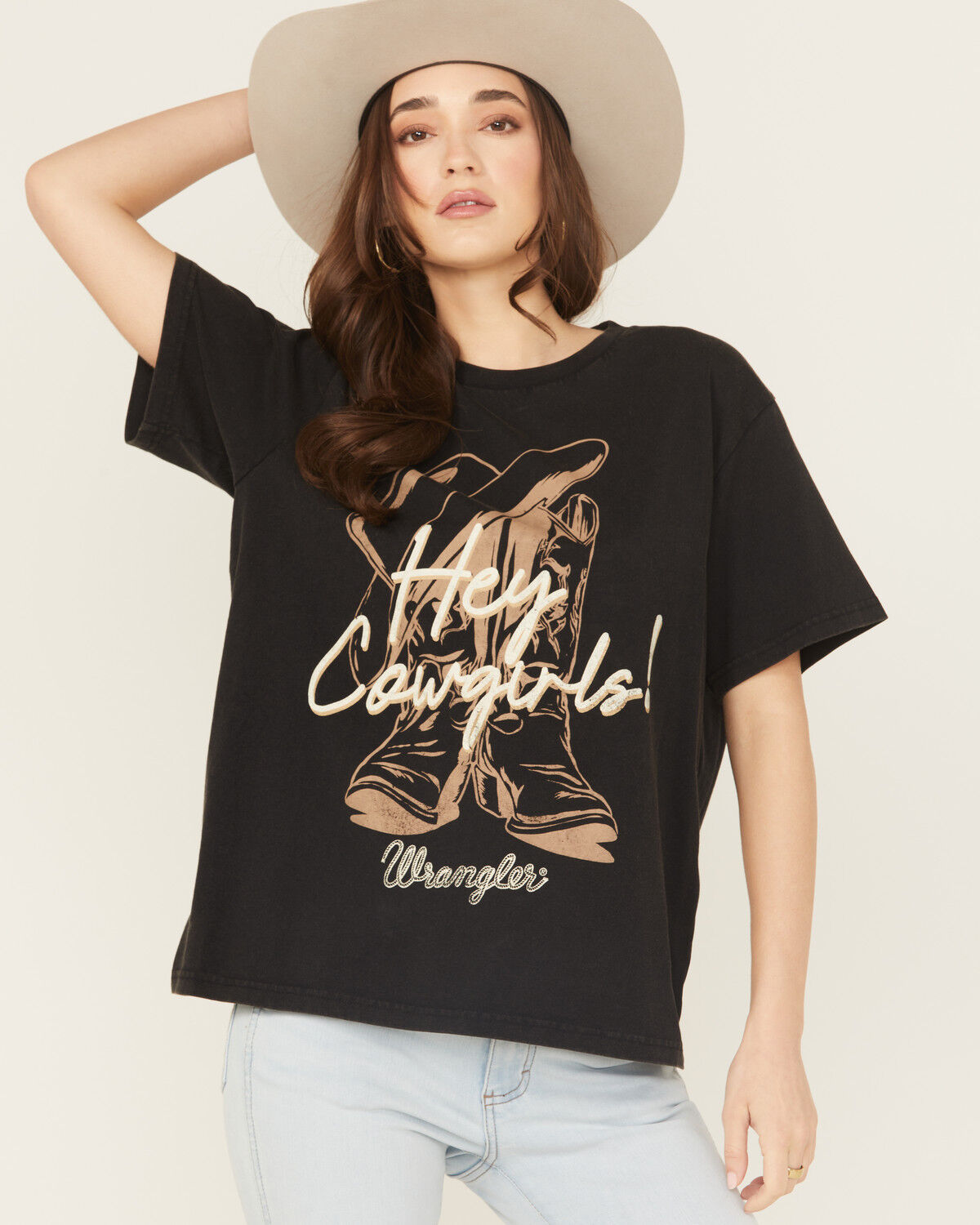 Image #1 - Wrangler Retro Women's Hey Cowboy Short Sleeve Graphic Tee, Black, hi-res
