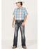 Image #2 - Panhandle Boys' Plaid Print Short Sleeve Western Pearl Snap Shirt, Light Blue, hi-res