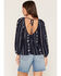 Image #4 - Lovestitch Women's Floral Striped Long Sleeve Top, Navy, hi-res