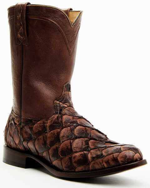 Cody James Men's Coffee Shiny Pirarucu Exotic Western Boot - Medium Toe, Brown, hi-res