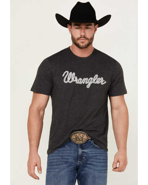Wrangler Men's Rope Logo Short Sleeve Graphic Print T-Shirt , Charcoal, hi-res