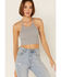 Free People Women's Cropped Racerback Tank Top, Grey, hi-res