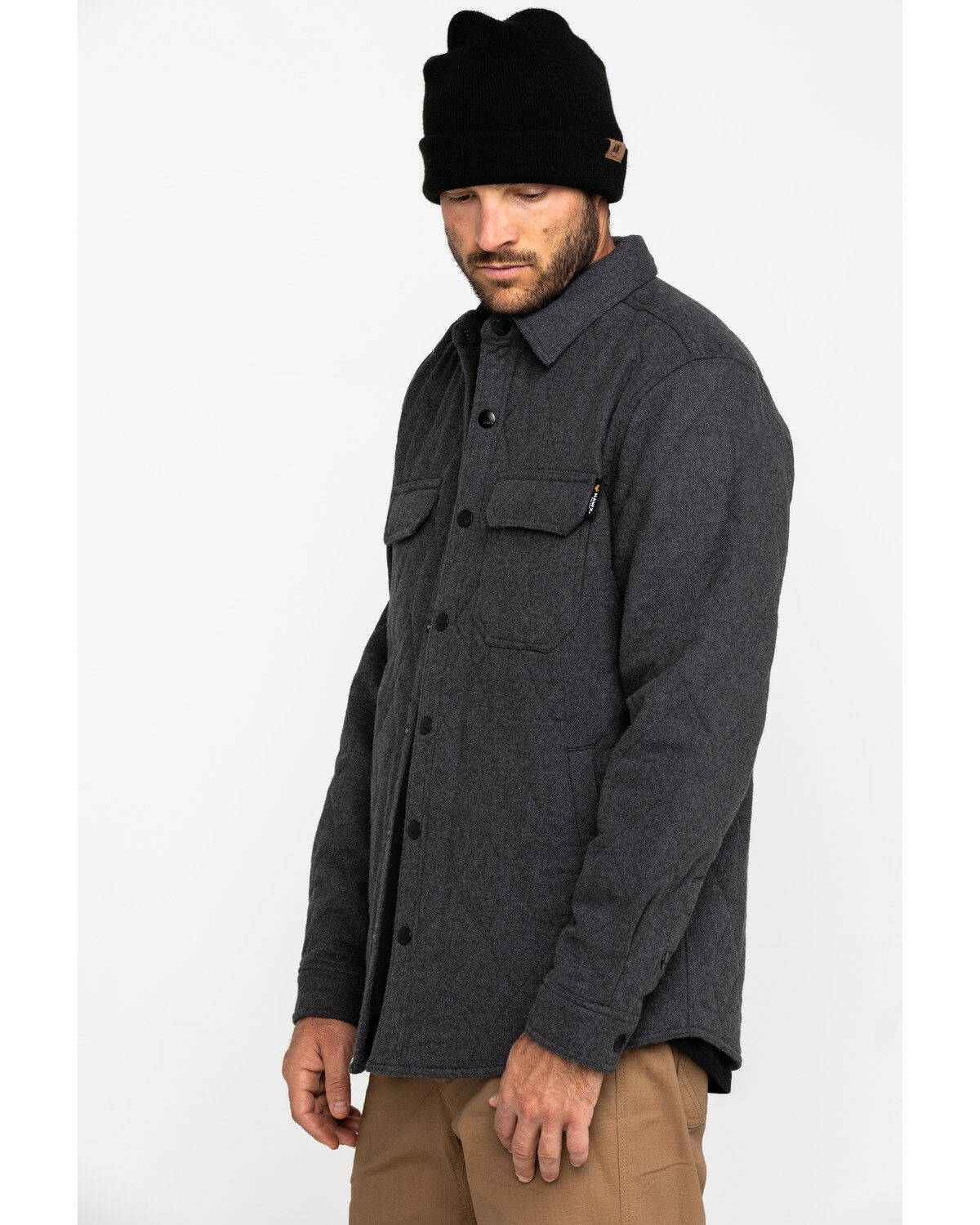 Image #3 - Hawx Men's Solid Grey Douglas Quilted Long Sleeve Work Shirt Jacket , , hi-res