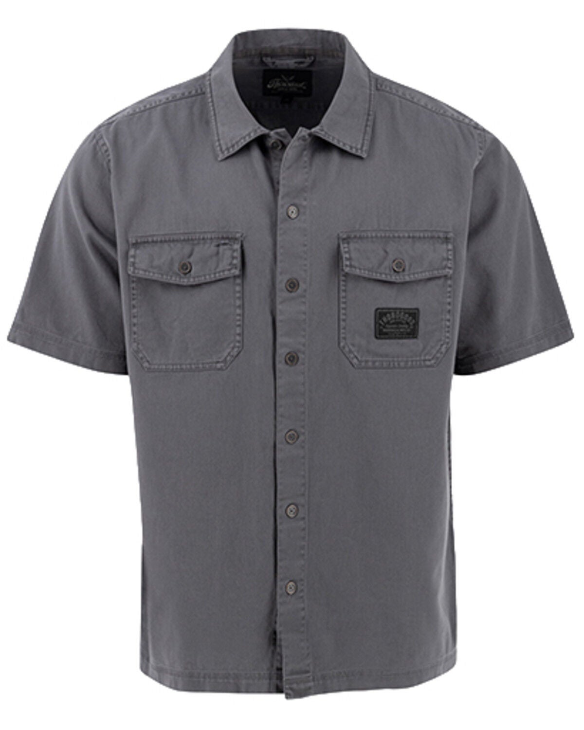 Thorogood Men's Solid Washed Garage Short Sleeve Button-Down Shirt, Charcoal, hi-res