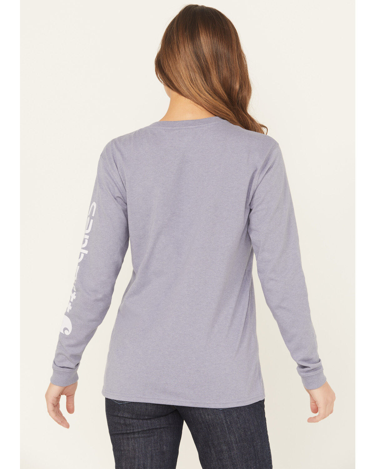 Image #4 - Carhartt Women's Loose Fit Heavyweight Long Sleeve Logo Graphic Work T-Shirt, Lavender, hi-res