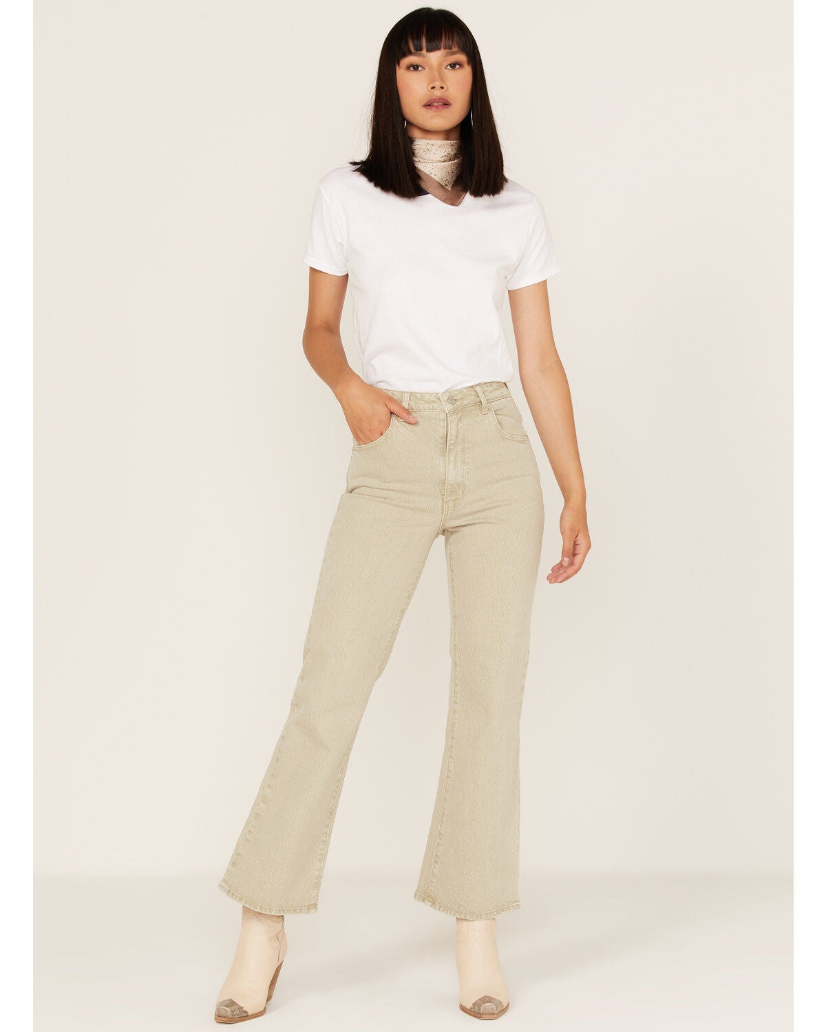 Rolla's Women's High Rise Eastcoast Cropped Flare Jeans, Light Green, hi-res