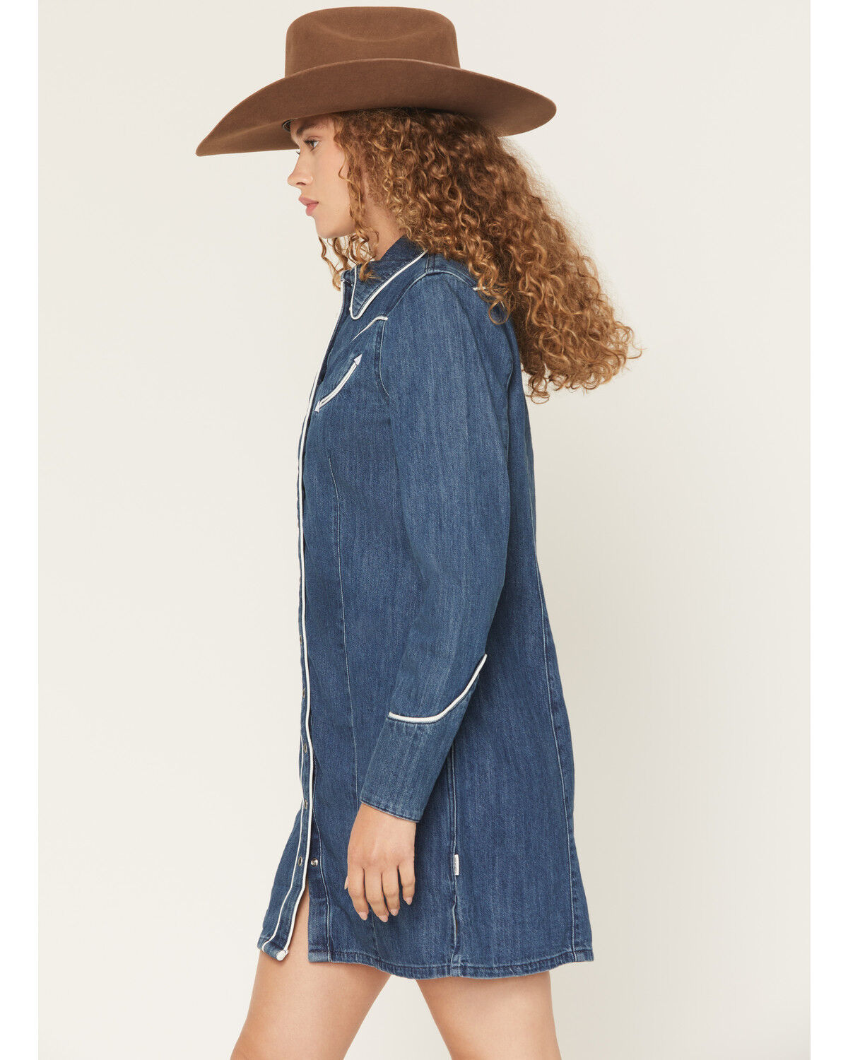 Wrangler Women's Western Long Sleeve Snap Mini Denim Dress