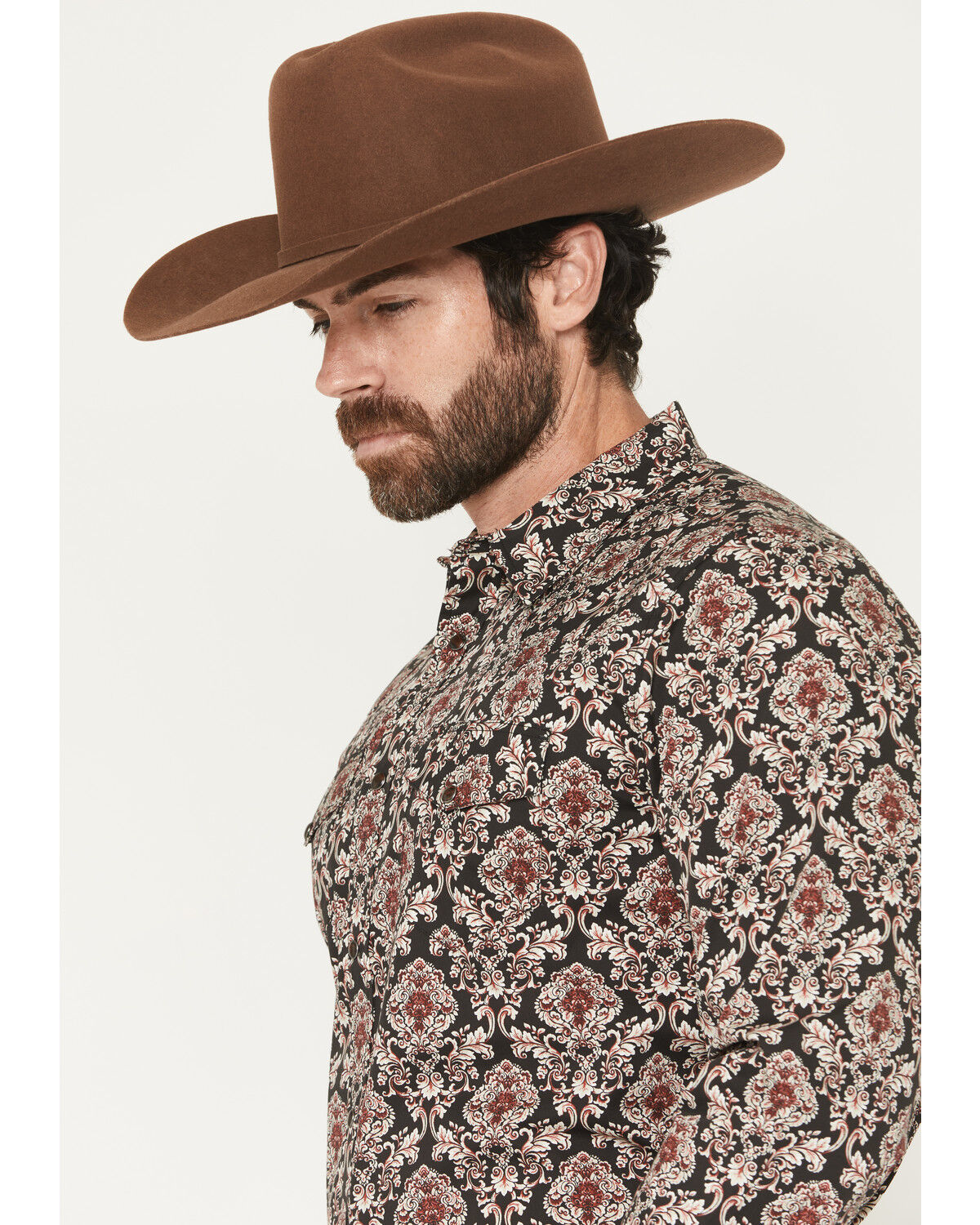 Image #2 - Gibson Trading Co Men's Bloomin Paisley Print Long Sleeve Snap Western Shirt, Black, hi-res