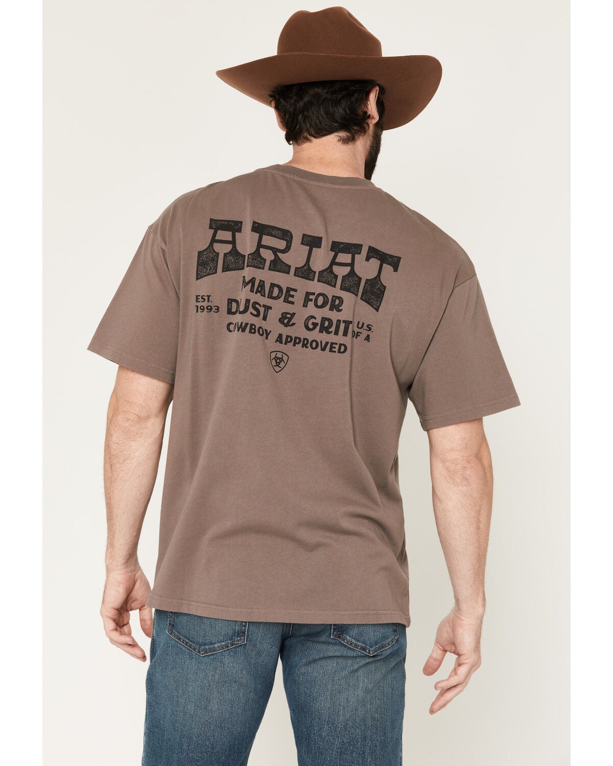 Ariat Men's Cowboy Approved Short Sleeve Boxy Graphic T-Shirt, Grey, hi-res