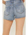 Image #4 - Vibrant Denim Women's Medium Wash High Rise Floral Embellished Denim Shorts, Medium Wash, hi-res