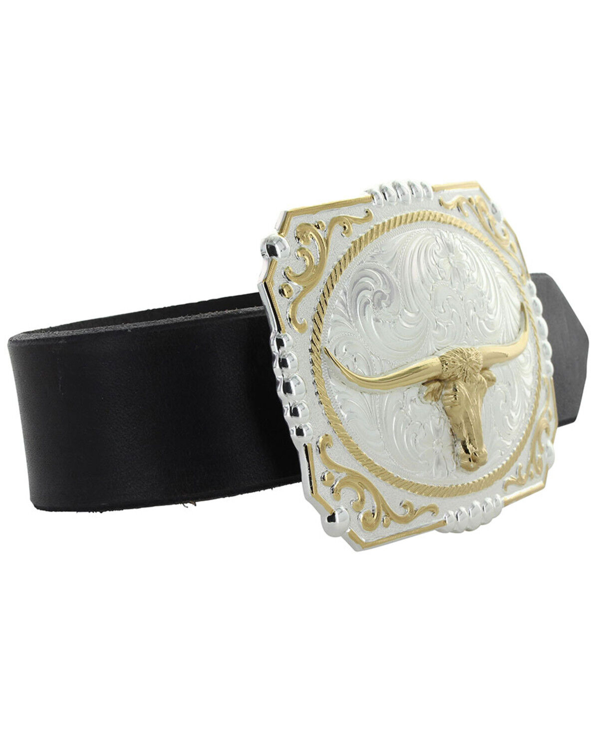 Image #2 - Montana Silversmiths Dual-Tone Cowboy Cameo Longhorn Buckle, Silver, hi-res