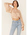 Flying Tomato Women's Tie Back Crop Top, Gold, hi-res