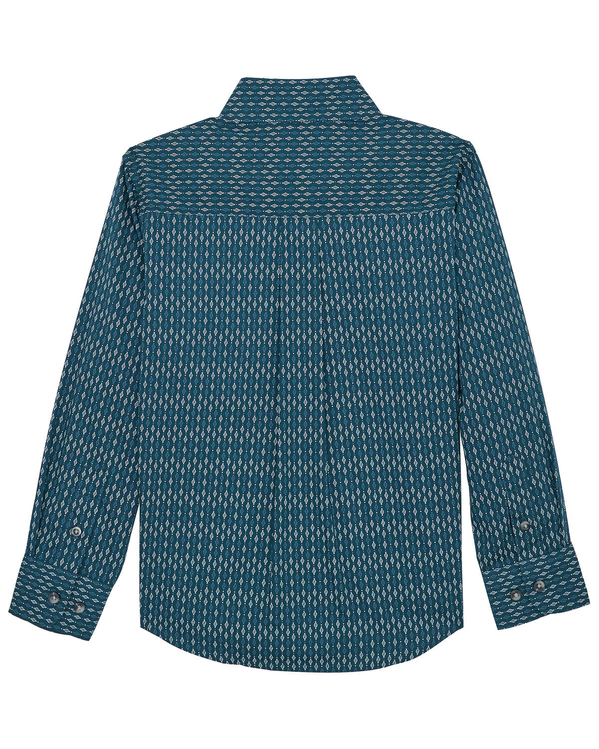 Image #2 - Wrangler Boys' Geo Print Long Sleeve Button-Down Western Shirt, Teal, hi-res