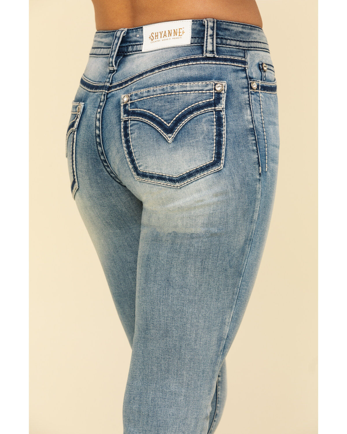Image #4 - Shyanne Women's Medium Bling Faux Flap Bootcut Jeans, , hi-res