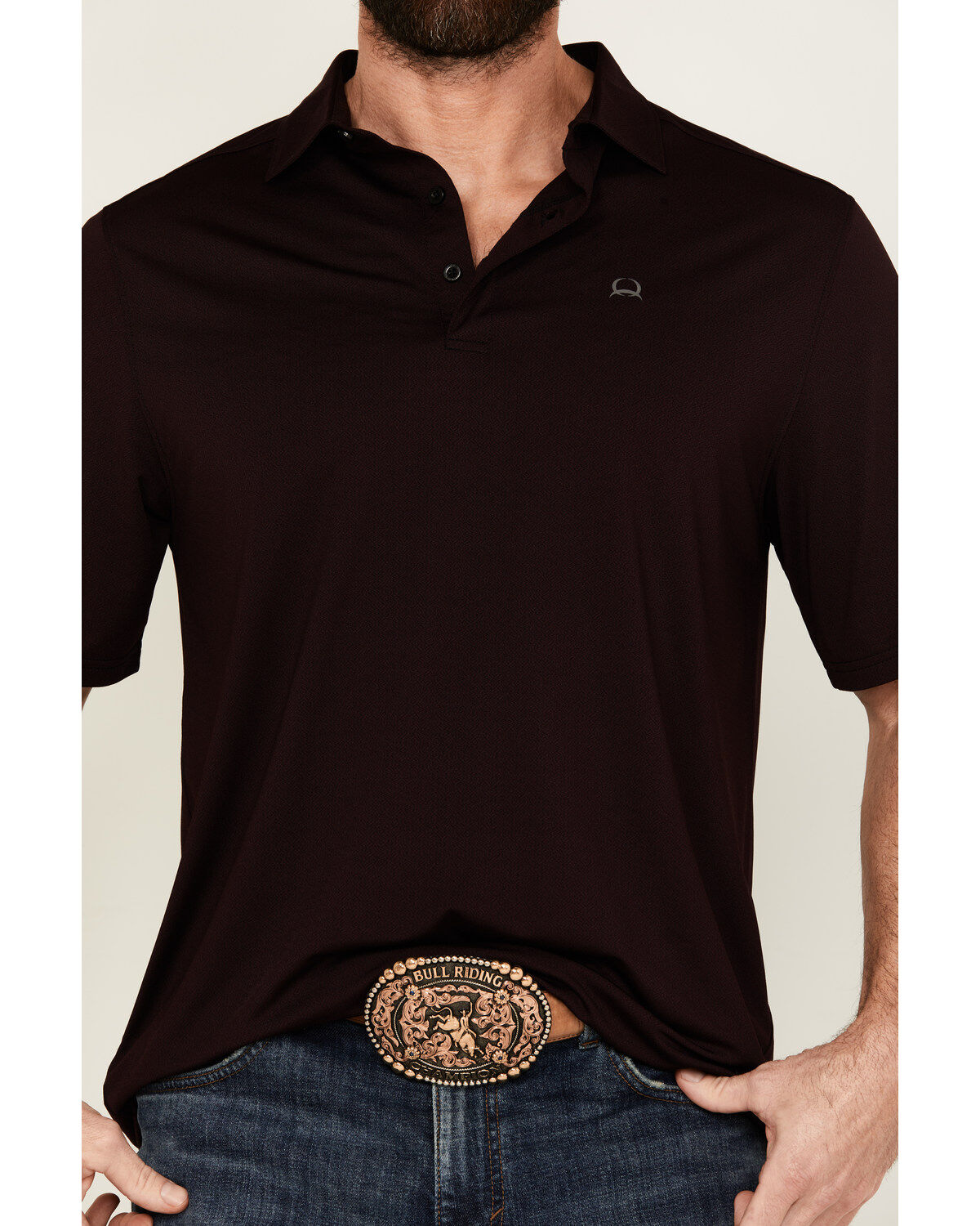 Image #3 - Cinch Men's ARENAFLEX® Solid Short Sleeve Performance Polo, Purple, hi-res