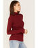 Cleo + Wolf Women's Ribbed Turtleneck Sweater, Ruby, hi-res
