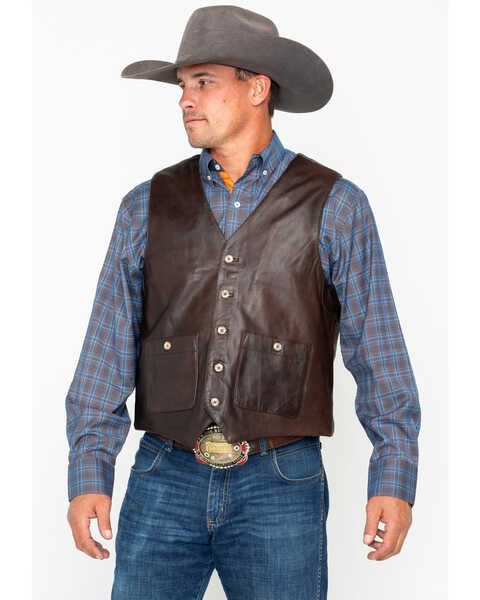 Outback Trading Co. Men's Wynard Button Pocket Vest , Brown, hi-res