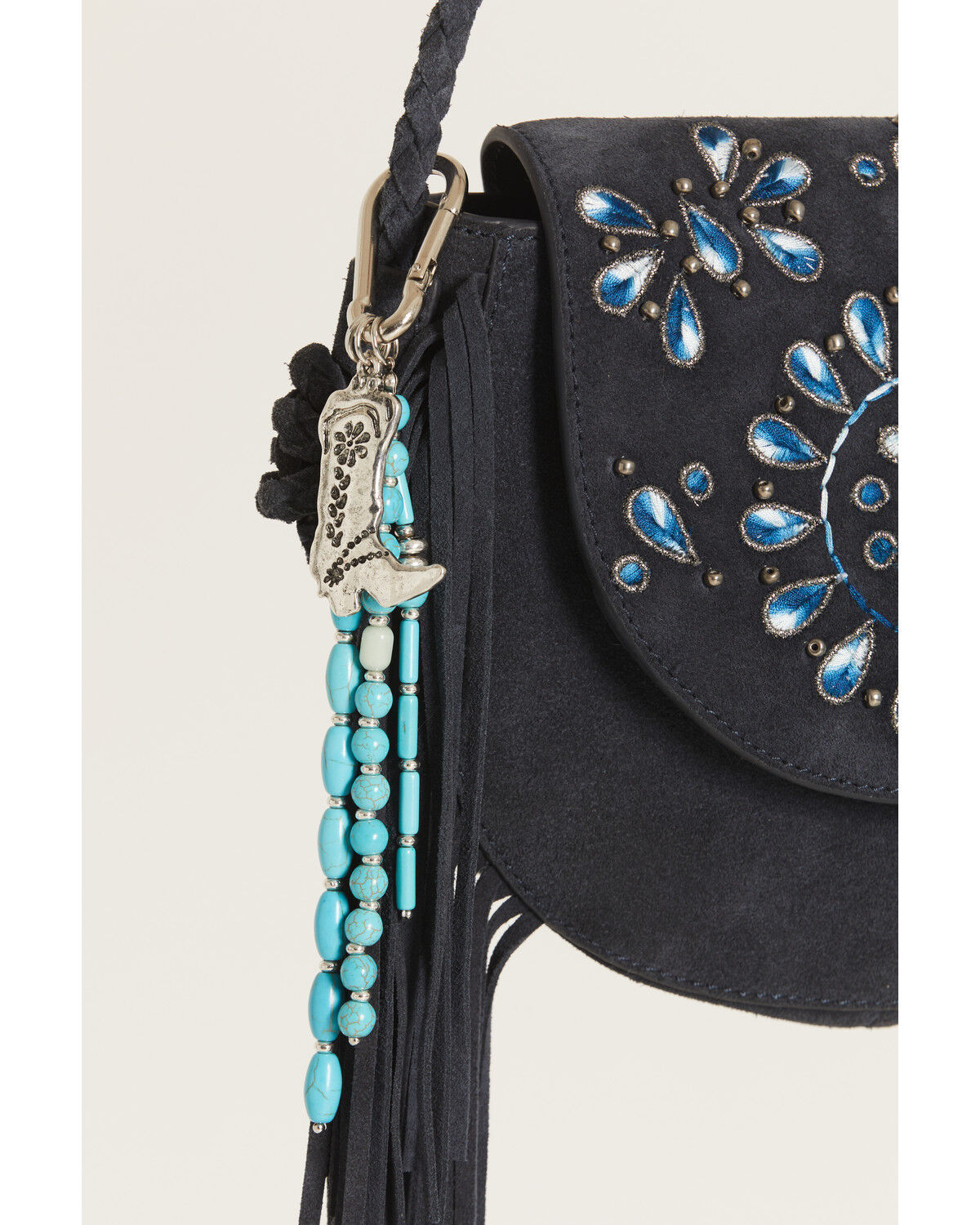 Shyanne Women's Beaded Fringe Boot Bag Charm, Turquoise, hi-res