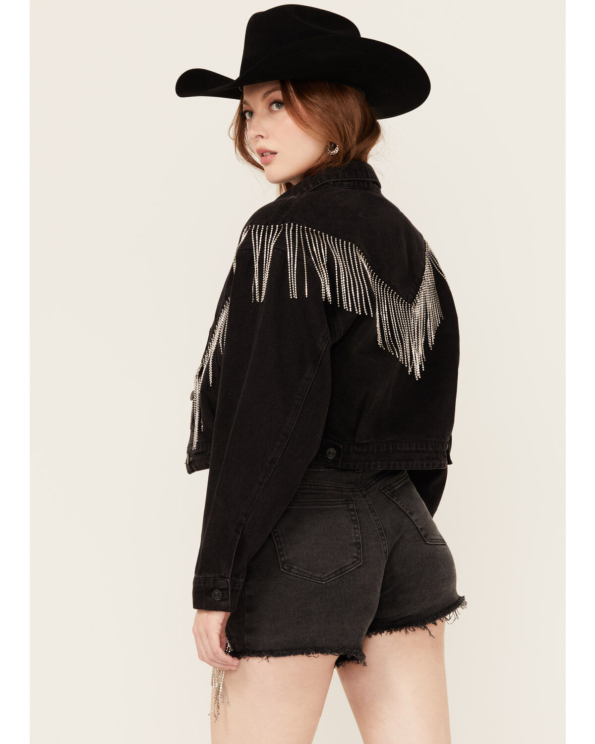 Image #4 - Blue B Women's Fringe Cropped Denim Jacket, , hi-res