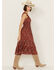 Image #2 - Rock & Roll Denim Women's Sleeveless Floral Print Midi Dress , Chocolate, hi-res