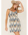 Shyanne Women's Southwestern Print Button-Front Dress, Bright Blue, hi-res