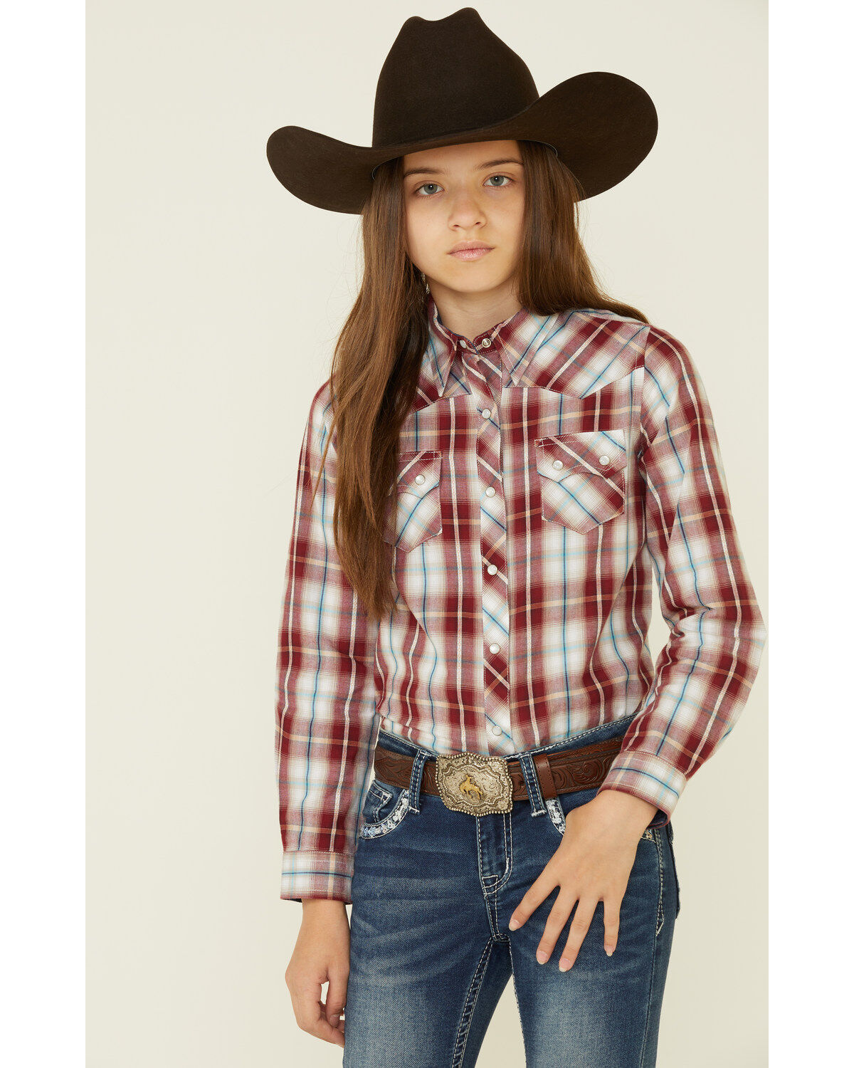 girls red dress shirt