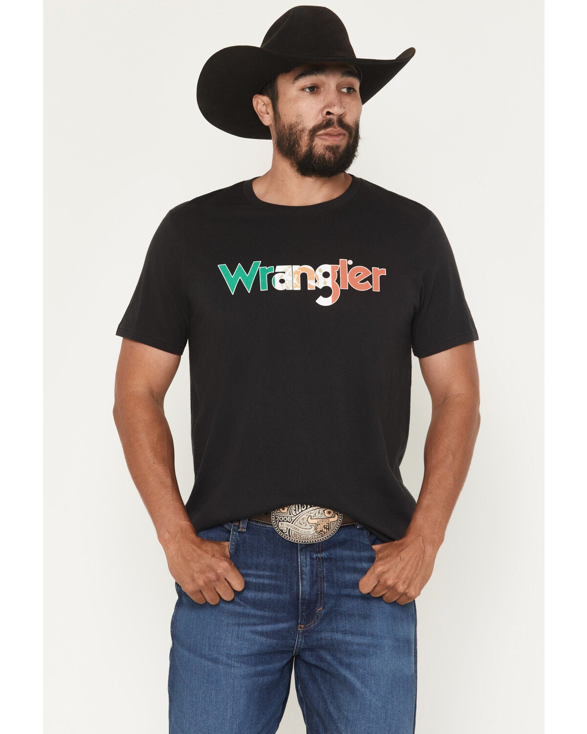 Wrangler Men's Boot Barn Exclusive Mexico Logo Short Sleeve Graphic T-Shirt, Black, hi-res