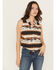 Image #1 - Wrangler Retro Women's Southwestern Print Sleeveless Button-Down Tie-Front Western Shirt, Brown, hi-res