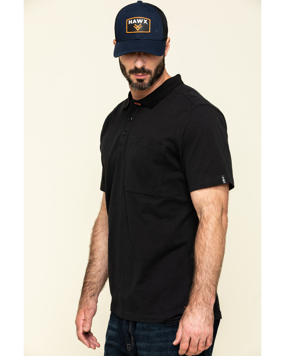 Image #3 - Hawx Men's Miller Pique Short Sleeve Work Polo Shirt, Black, hi-res