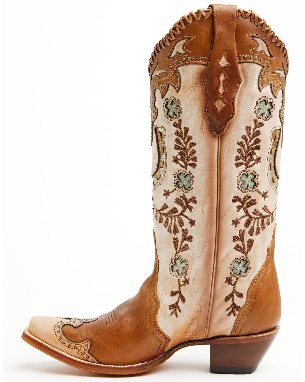 Image #3 - Corral Women's Honey Horseshoe Overlay Western Boots - Snip Toe, Honey, hi-res