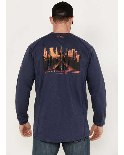 Image #3 - Ariat Men's Rebar FR Air Refinery Henley Long Sleeve Work Shirt, Navy, hi-res