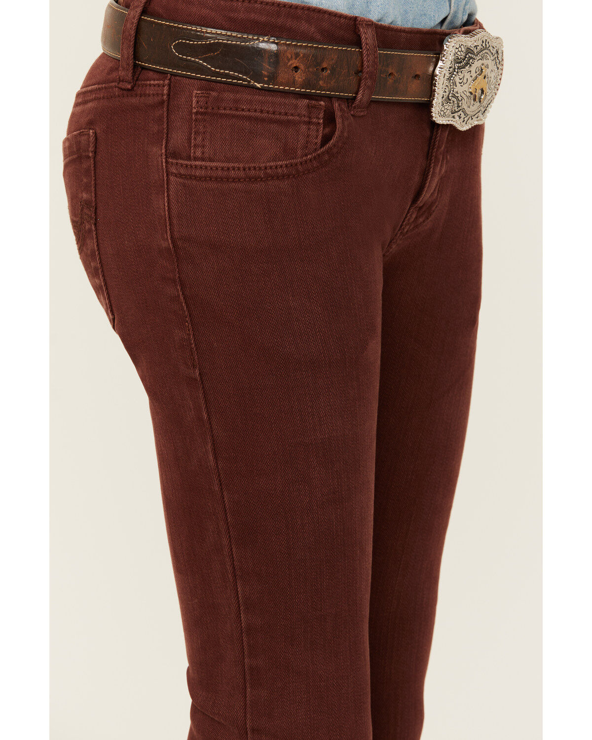 Image #2 - Shyanne Girls' Pull-on Stretch Flare Jeans, Mahogany, hi-res