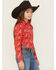 Image #3 - Cruel Girl Girls' Printed Long Sleeve Pearl Snap Western Shirt, Red, hi-res