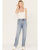 Image #1 - Cleo + Wolf Women's Medium Wash Short Straight Cuffed Jeans, Medium Wash, hi-res