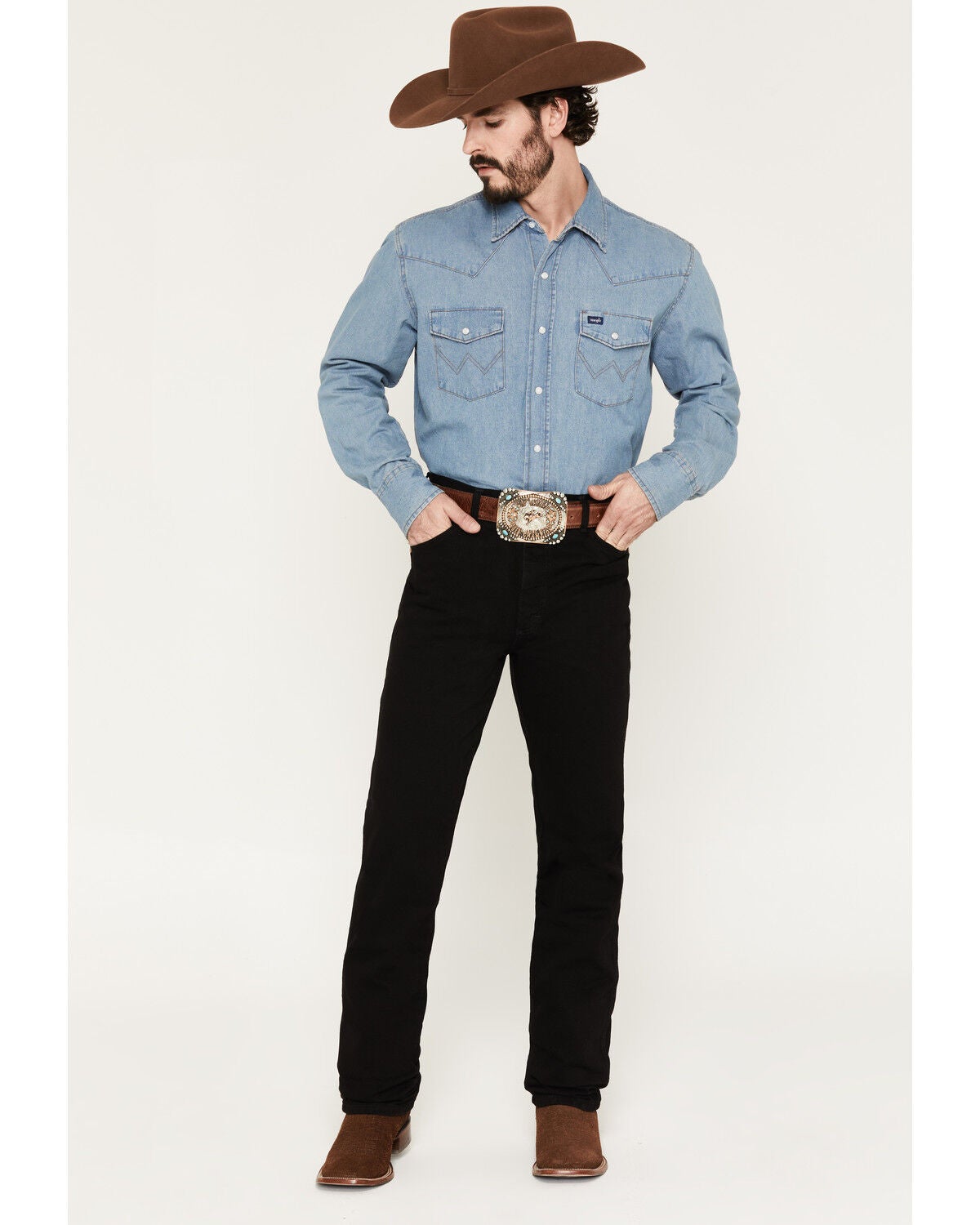 Image #1 - Wrangler Men's Slim Fit 936 Cowboy Cut Jeans, Shadow Black, hi-res