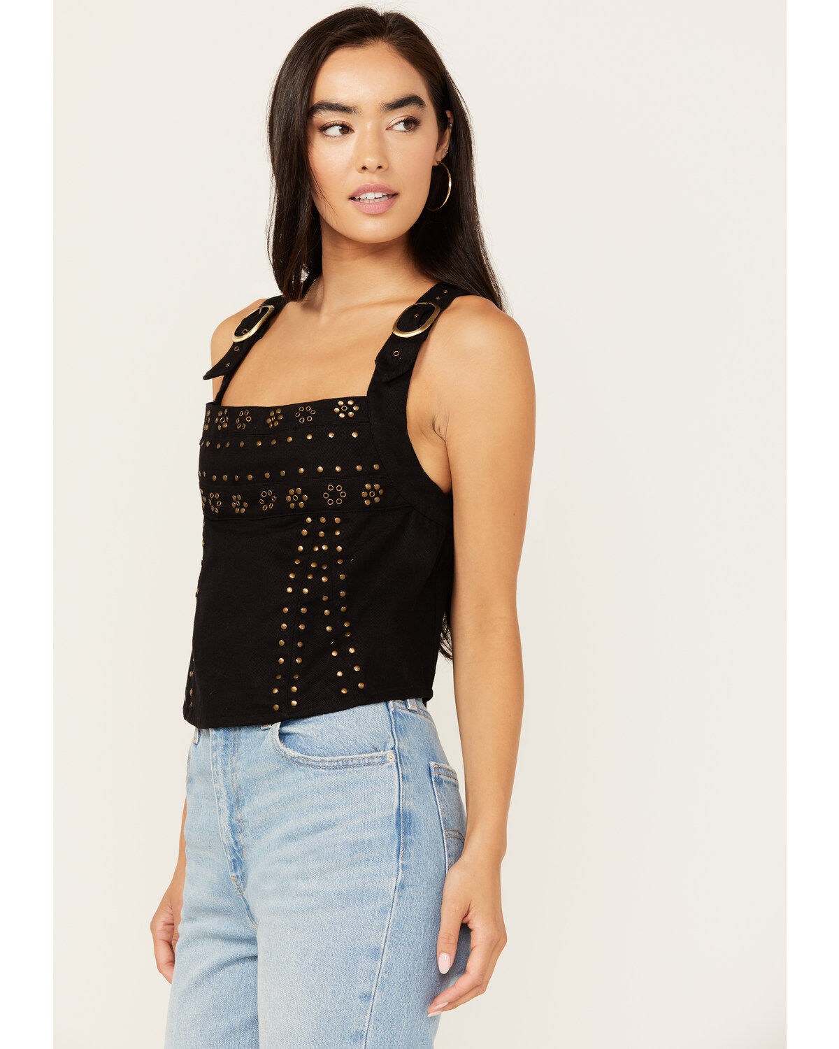 Image #2 - Free People Women's Rikki Studded Top, Black, hi-res