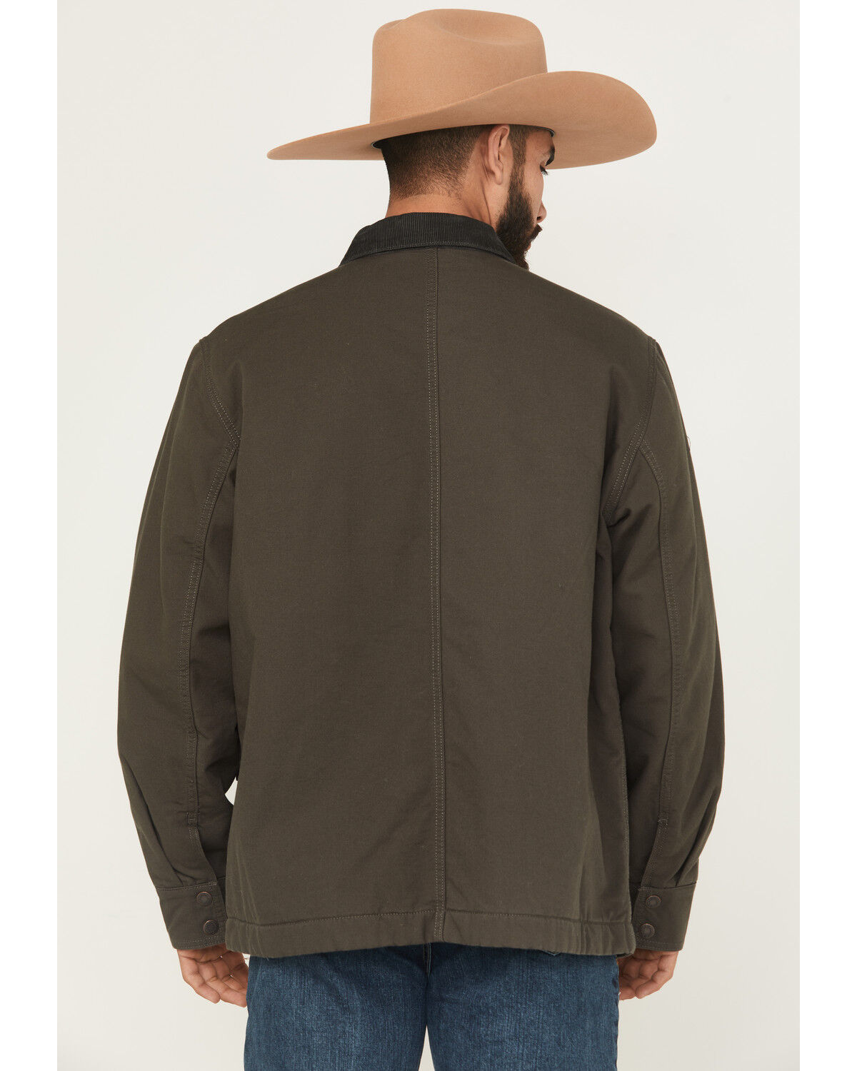 Image #4 - Wrangler Men's Solid Flannel Lined Barn Coat, Olive, hi-res