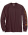 Image #1 - Carhartt Men's Loose Fit Heavyweight Long Sleeve Logo Graphic Work T-Shirt, Wine, hi-res