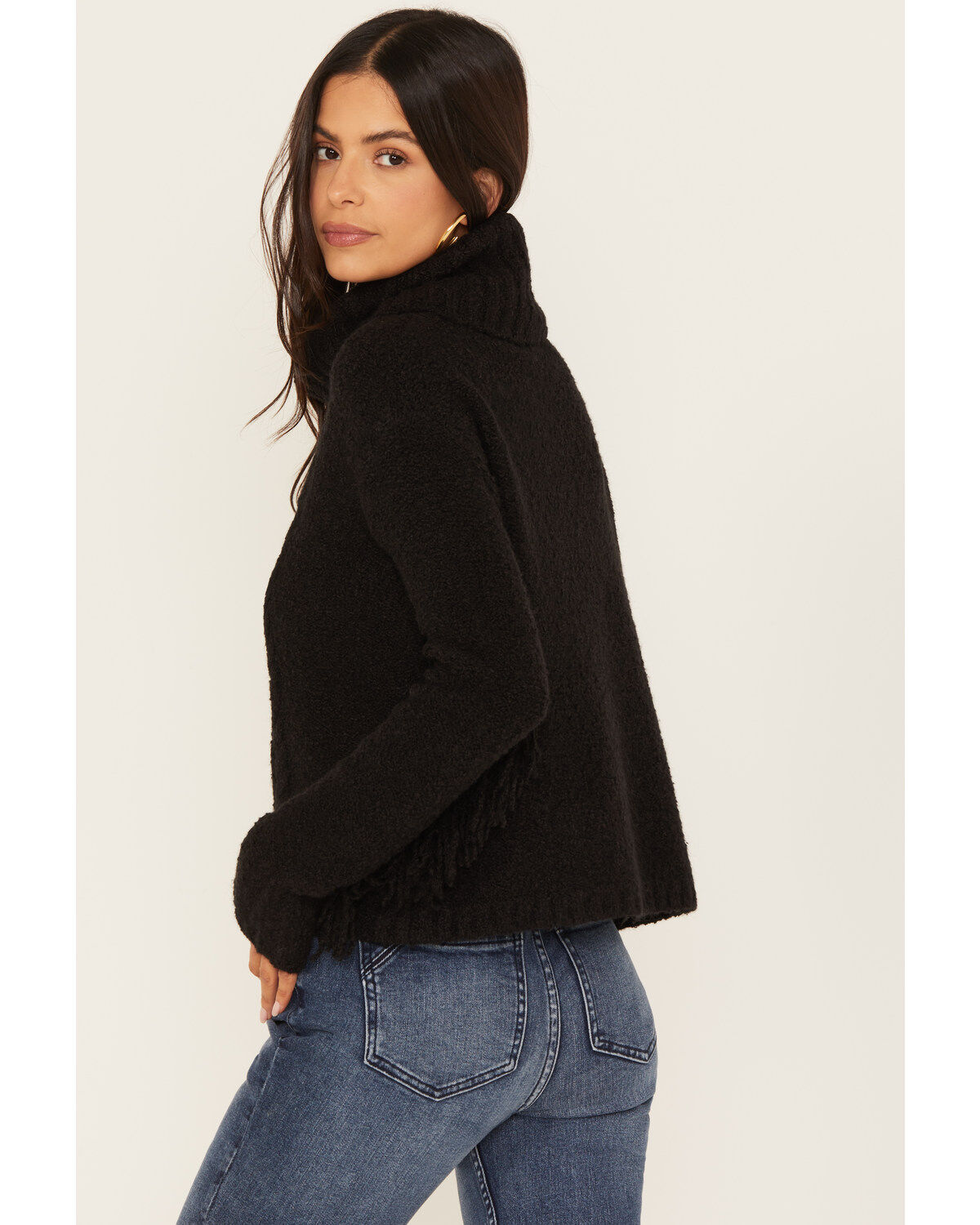 Image #4 - Shyanne Women's Cable Fringe Sweater, Black, hi-res