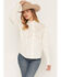 Image #1 - Shyanne Women's Clover Embroidered Cutout Balloon Sleeve Top, Natural, hi-res