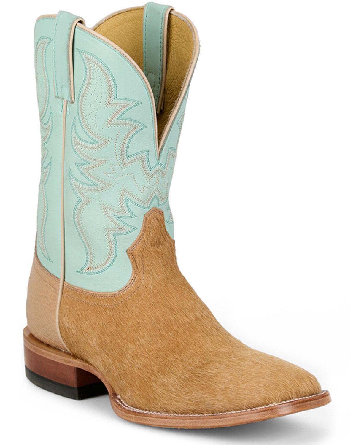 Justin Men's Baron Hair On Western Boots - Broad Square Toe, Tan, hi-res