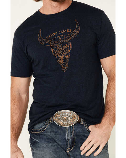Cody James Men's Desert Bull Skull Graphic Short Sleeve T-Shirt , Navy, hi-res