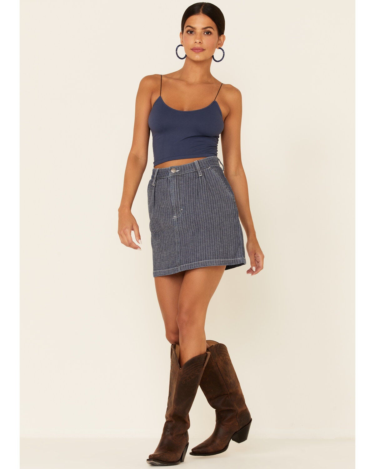 Lee Women's Herringbone Mini Skirt, Blue, hi-res