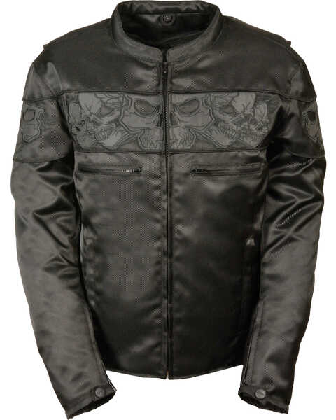 Milwaukee Leather Men's Reflective Skulls Textile Jacket - Big - 4X, Black, hi-res