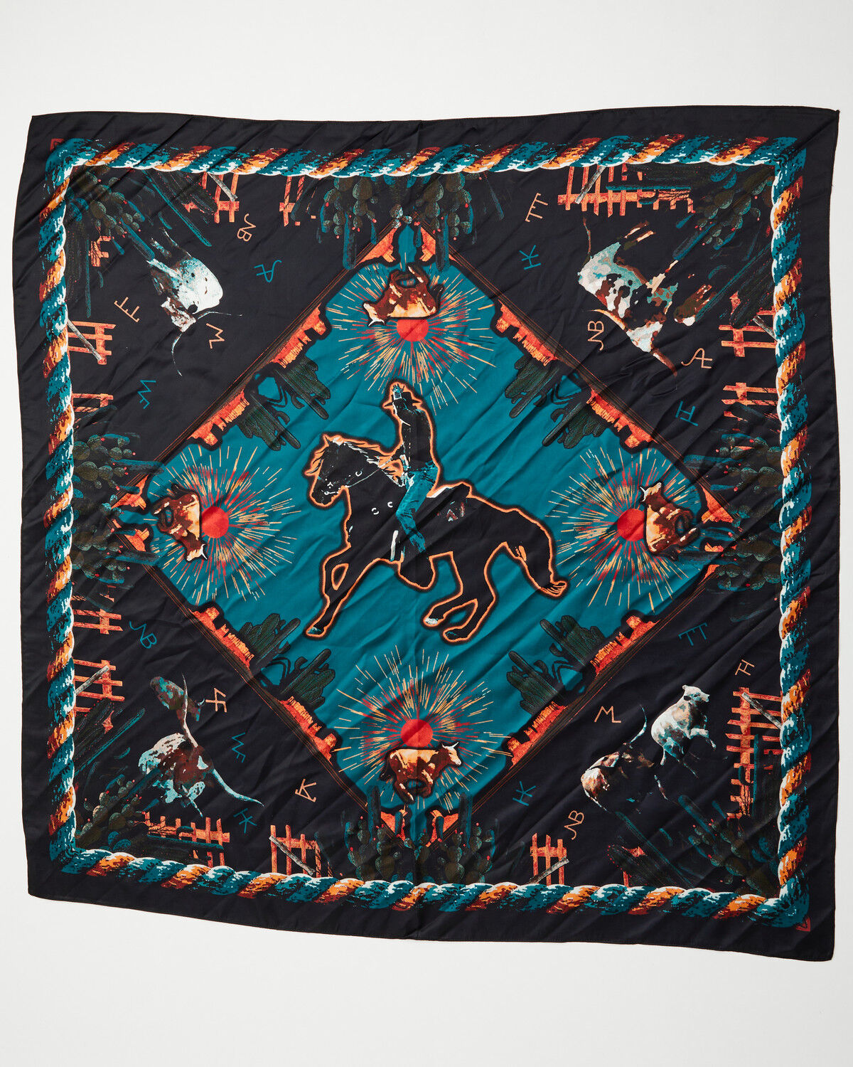 Image #1 - Cody James Men's Arlow Printed Wild Rag, Turquoise, hi-res